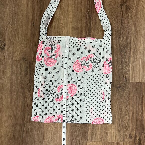 Free People Cream Black and Pink Polka Dots and Floral Tote - Picture 6 of 8